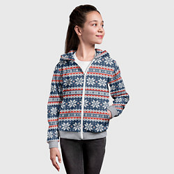 Толстовка на молнии детская Knitted Christmas Pattern, цвет: 3D-меланж — фото 2
