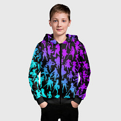 Толстовка на молнии детская GENSHI IMPACT HEROES NEON НЕОНОВЫЙ УЗОР, цвет: 3D-черный — фото 2