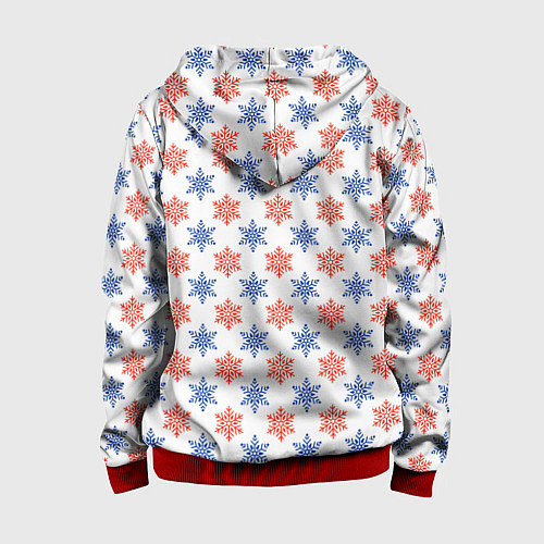 Детская толстовка на молнии Снежинки паттернsnowflakes pattern / 3D-Красный – фото 2