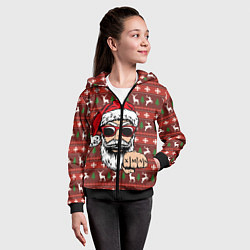 Толстовка на молнии детская Bad Santa Плохой Санта, цвет: 3D-черный — фото 2