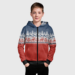 Толстовка на молнии детская ВЯЗАНЫЙ УЗОР С ОЛЕНЯМИ, цвет: 3D-черный — фото 2