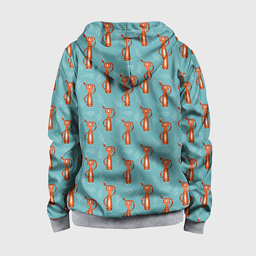 Детская толстовка на молнии Тигрята паттерн / 3D-Меланж – фото 2