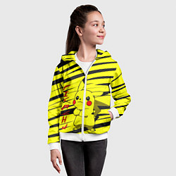 Толстовка на молнии детская Пикачу Полосы, цвет: 3D-белый — фото 2