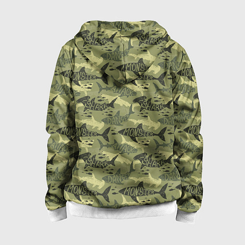 Детская толстовка на молнии SHARK ATTACK Акулы / 3D-Белый – фото 2