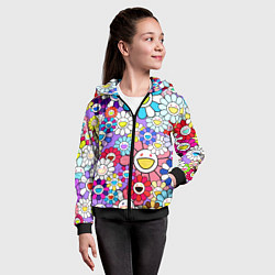 Толстовка на молнии детская Цветы Takashi Murakami, цвет: 3D-черный — фото 2