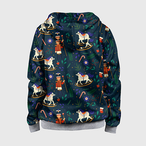 Детская толстовка на молнии Рождественский узор Щелкунчик / 3D-Меланж – фото 2