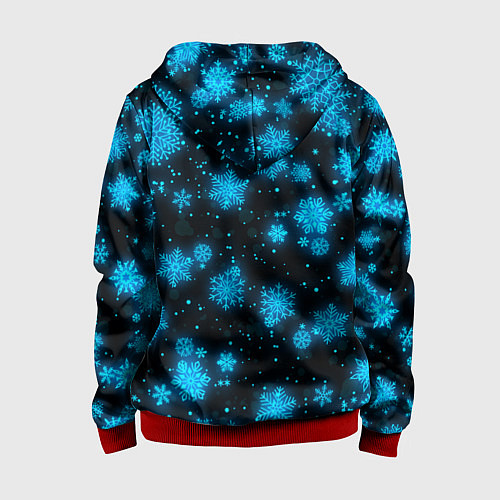 Детская толстовка на молнии НОВОГОДНИЕ НЕОНОВЫЕ СНЕЖИНКИ 2022 НОВЫЙ ГОД / 3D-Красный – фото 2