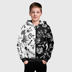 Толстовка на молнии детская Tokyo Revengers Black & White, цвет: 3D-черный — фото 2