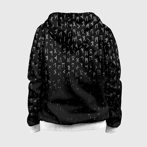 Детская толстовка на молнии МЕТАЛЛИЧЕСКИЕ РУНЫ, БРЫЗГИ КРАСОК / 3D-Белый – фото 2