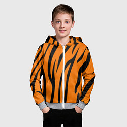 Толстовка на молнии детская Текстура тиграtiger, цвет: 3D-меланж — фото 2
