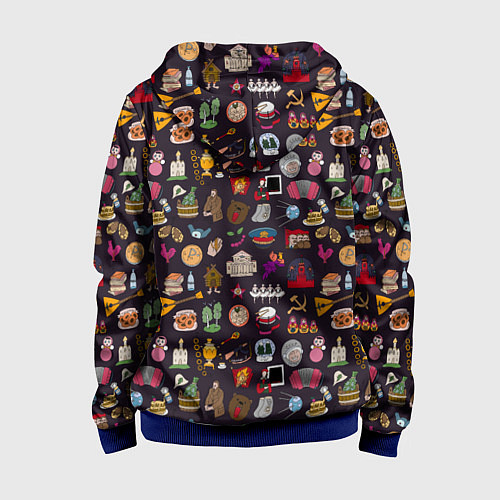 Детская толстовка на молнии Российская история и русская культура паттерн / 3D-Синий – фото 2