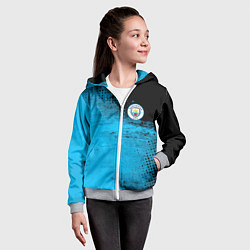 Толстовка на молнии детская Manchester City голубая форма, цвет: 3D-меланж — фото 2