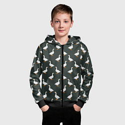 Толстовка на молнии детская Гуси паттерн, цвет: 3D-черный — фото 2