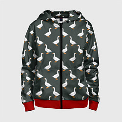 Толстовка на молнии детская Гуси паттерн, цвет: 3D-красный