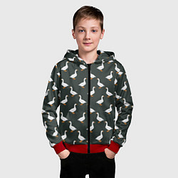 Толстовка на молнии детская Гуси паттерн, цвет: 3D-красный — фото 2