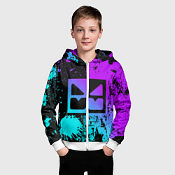 Толстовка на молнии детская GEOMETRY DASH NEON LEVELS SMILE, цвет: 3D-белый — фото 2