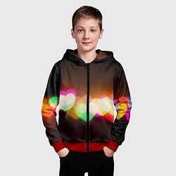 Толстовка на молнии детская Горящие сердца всех цветов радуги, цвет: 3D-красный — фото 2