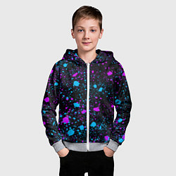 Толстовка на молнии детская Брызги неоновые ярких красок, цвет: 3D-меланж — фото 2