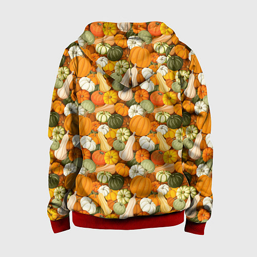 Детская толстовка на молнии Тыквы Pumpkin / 3D-Красный – фото 2