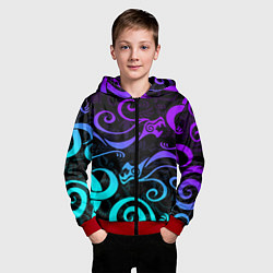 Толстовка на молнии детская НЕОНОВОЕ ТАТУ ДРАКЕНА УЗОР, цвет: 3D-красный — фото 2