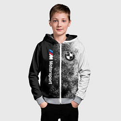 Толстовка на молнии детская БМВ Черно-белый логотип, цвет: 3D-меланж — фото 2