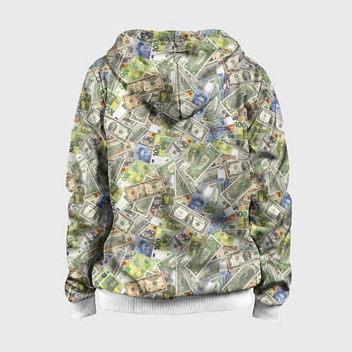Детская толстовка на молнии Разная Денежная Валюта Доллары, Евро, Франки / 3D-Белый – фото 2