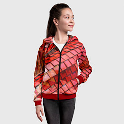 Толстовка на молнии детская Красная спартаковская чешуя, цвет: 3D-красный — фото 2