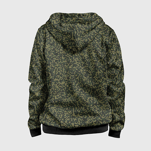 Детская толстовка на молнии Цифра Флора пиксельный камуфляж / 3D-Черный – фото 2