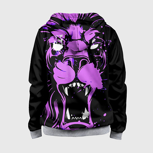 Детская толстовка на молнии Neon pink lion / 3D-Меланж – фото 2