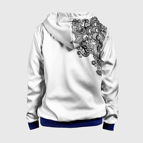 Детская толстовка на молнии Черно Белые КруЖева / 3D-Синий – фото 2