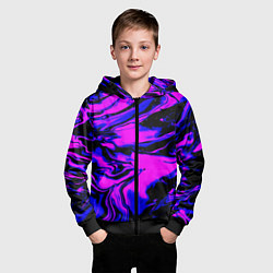 Толстовка на молнии детская НЕОНОВЫЕ РАЗВОДЫ КРАСОК, цвет: 3D-черный — фото 2