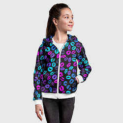 Толстовка на молнии детская Неоновые поцелуи, цвет: 3D-белый — фото 2