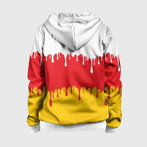 Детская толстовка на молнии Северная Осетия Алания потёки / 3D-Белый – фото 2