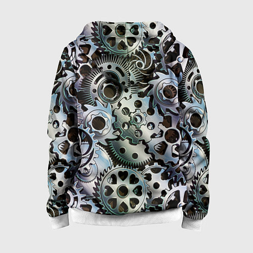 Детская толстовка на молнии Стимпанк шестеренки Steampunk / 3D-Белый – фото 2