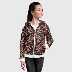 Толстовка на молнии детская Лесная лисичка паттерн, цвет: 3D-белый — фото 2