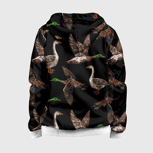 Детская толстовка на молнии Утки паттерн / 3D-Белый – фото 2