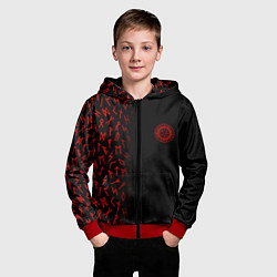 Толстовка на молнии детская Вегвизир Half runes pattern, цвет: 3D-красный — фото 2