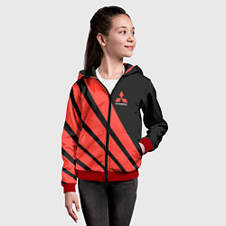 Толстовка на молнии детская Митсубиси Mitsubishi Спорт, цвет: 3D-красный — фото 2