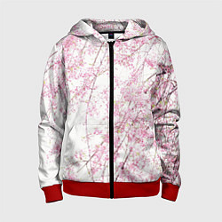 Толстовка на молнии детская Розовое цветение, цвет: 3D-красный