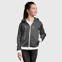 Толстовка на молнии детская Mercedes карбоновые полосы, цвет: 3D-белый — фото 2