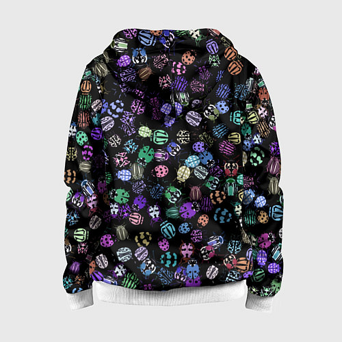 Детская толстовка на молнии Неоновые жуки / 3D-Белый – фото 2