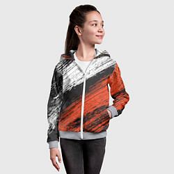 Толстовка на молнии детская БЕЛО-РЫЖИЙ ГРАНЖ, цвет: 3D-меланж — фото 2