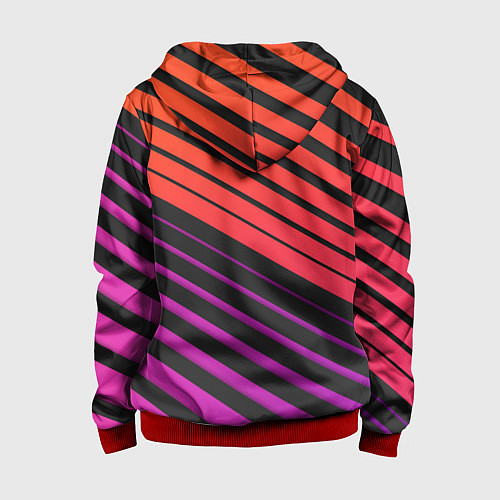 Детская толстовка на молнии Линии градиентGradient Polygon Lines / 3D-Красный – фото 2