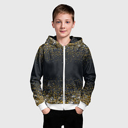 Толстовка на молнии детская Золотые блестки на темном фоне Сияющий глиттер, бл, цвет: 3D-белый — фото 2