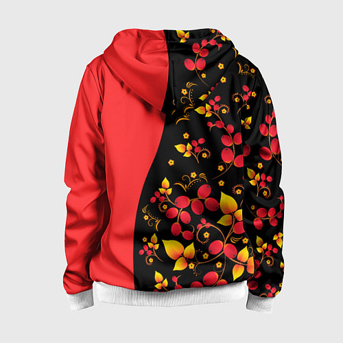 Детская толстовка на молнии Хохлома Русская роспись / 3D-Белый – фото 2