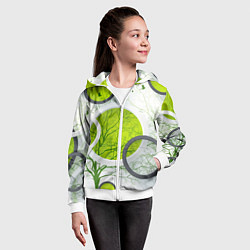 Толстовка на молнии детская Круги и птицы - АРТ, цвет: 3D-белый — фото 2