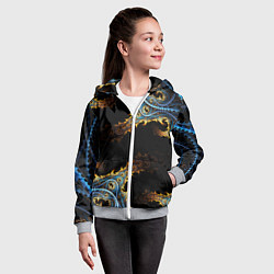Толстовка на молнии детская Огненные фракталы 3d, цвет: 3D-меланж — фото 2