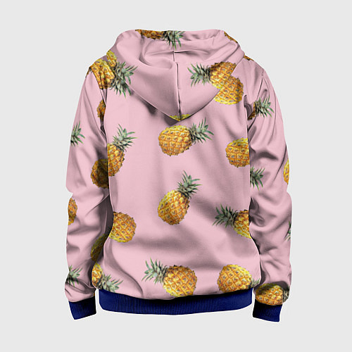 Детская толстовка на молнии Ананасы падают / 3D-Синий – фото 2