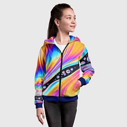 Толстовка на молнии детская КИСЛОТНЫЙ УЗОР, цвет: 3D-синий — фото 2