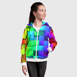 Толстовка на молнии детская Color geometrics pattern Vanguard, цвет: 3D-белый — фото 2